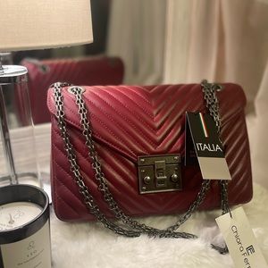Authentic Chiara Ferretti Red Leather Shoulder Bag